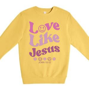 Love Like Jesus Religious God With Words On Back Premium Crewneck Sweatshirt