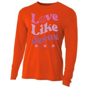 Love Like Jesus Religious God With Words On Back Cooling Performance Long Sleeve Crew