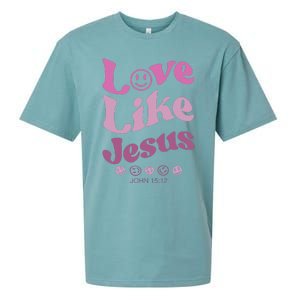 Love Like Jesus Religious God With Words On Back Sueded Cloud Jersey T-Shirt