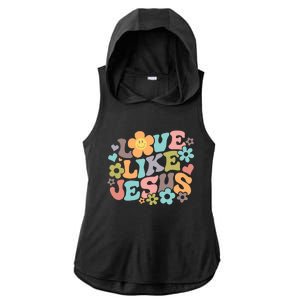 Love Like Jesus Religious Gifts Bible Verse Ladies PosiCharge Tri-Blend Wicking Draft Hoodie Tank