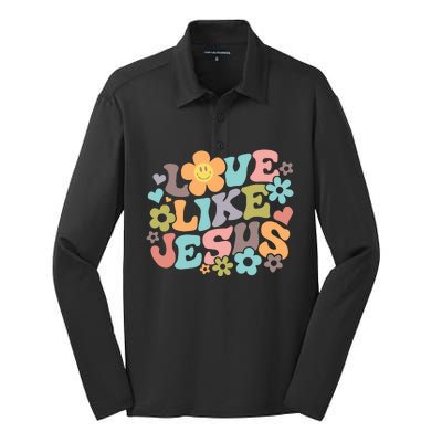 Love Like Jesus Religious Gifts Bible Verse Silk Touch Performance Long Sleeve Polo