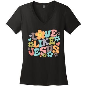 Love Like Jesus Religious Gifts Bible Verse Women's V-Neck T-Shirt