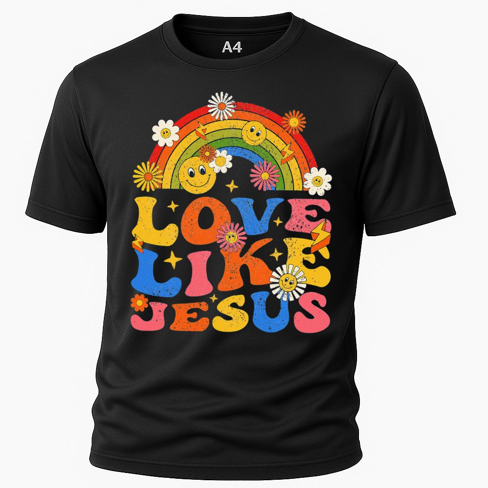 Love Like Jesus Positive Catholic Preppy Retro Christian Cooling Performance Crew T-Shirt