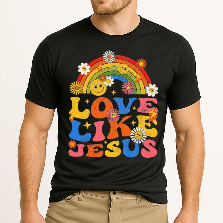 Love Like Jesus Positive Catholic Preppy Retro Christian Cooling Performance Crew T-Shirt