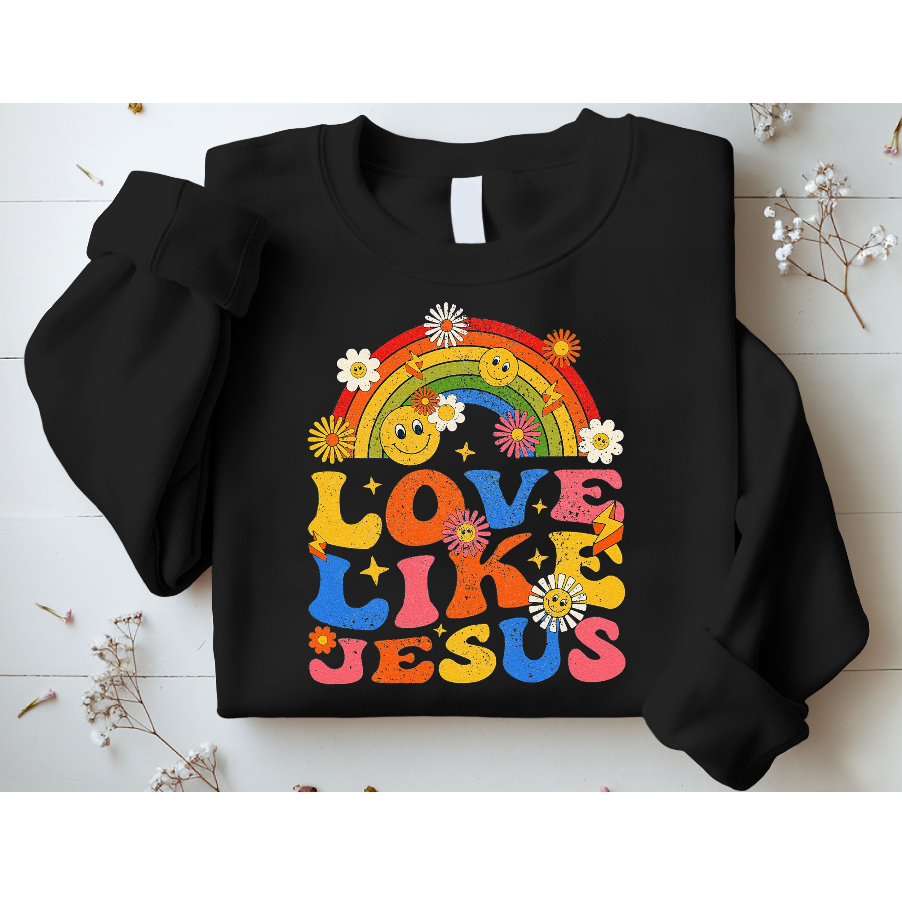 Love Like Jesus Positive Catholic Preppy Retro Christian Sweatshirt