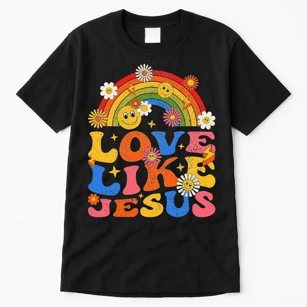 Love Like Jesus Positive Catholic Preppy Retro Christian Tall T-Shirt