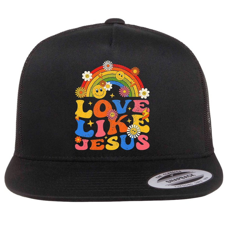Love Like Jesus Positive Catholic Preppy Retro Christian Flat Bill Trucker Hat