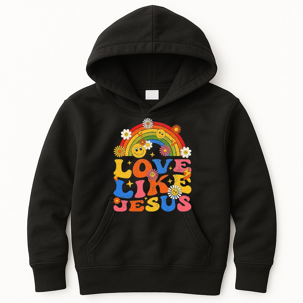 Love Like Jesus Positive Catholic Preppy Retro Christian Kids Hoodie