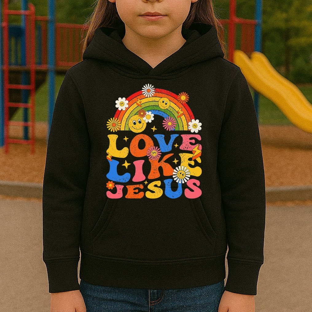 Love Like Jesus Positive Catholic Preppy Retro Christian Kids Hoodie