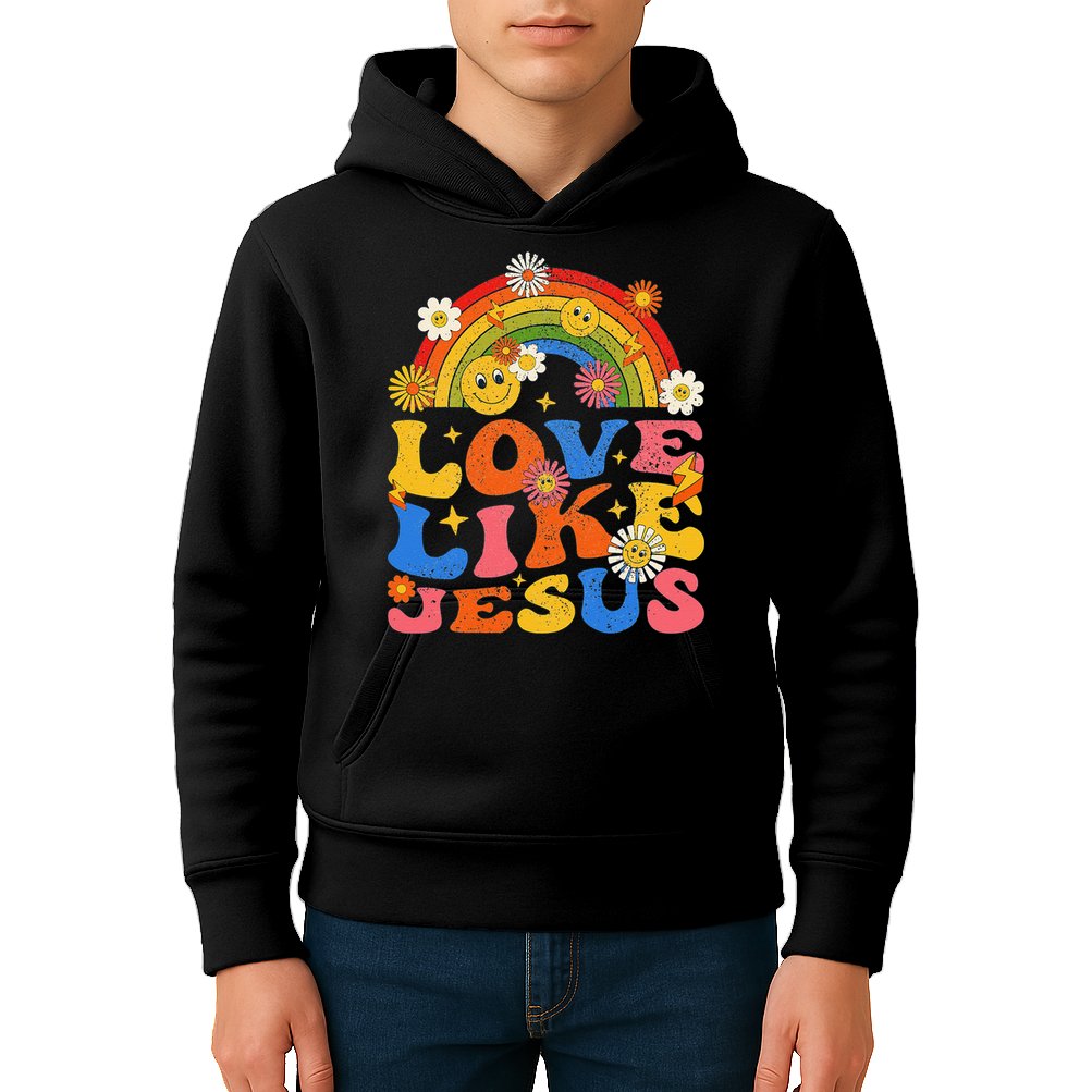Love Like Jesus Positive Catholic Preppy Retro Christian Kids Hoodie