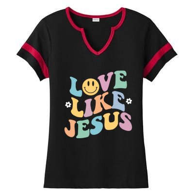 Love Like Jesus Religious God Gift With Words Gift Ladies Halftime Notch Neck Tee