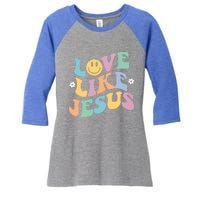 Love Like Jesus Religious God Gift With Words Gift Women's Tri-Blend 3/4-Sleeve Raglan Shirt