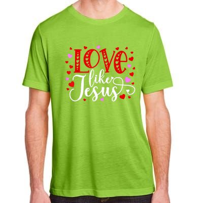 Love Like Jesus Valentines Day Hearts Adult ChromaSoft Performance T-Shirt