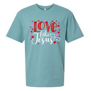 Love Like Jesus Valentines Day Hearts Sueded Cloud Jersey T-Shirt