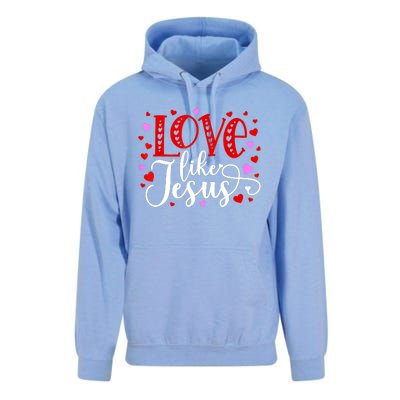 Love Like Jesus Valentines Day Hearts Unisex Surf Hoodie