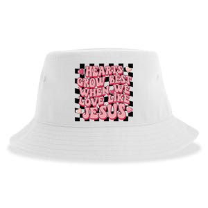 Love Like Jesus Religious Christian Valentine's Day Groovy Sustainable Bucket Hat