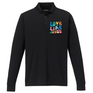 Love Like Jesus Graphic Tee Performance Long Sleeve Polo