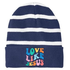 Love Like Jesus Graphic Tee Striped Beanie with Solid Band