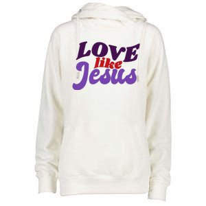 Love Like Jesus Retro Womens Funnel Neck Pullover Hood