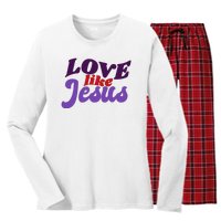 Love Like Jesus Retro Women's Long Sleeve Flannel Pajama Set 