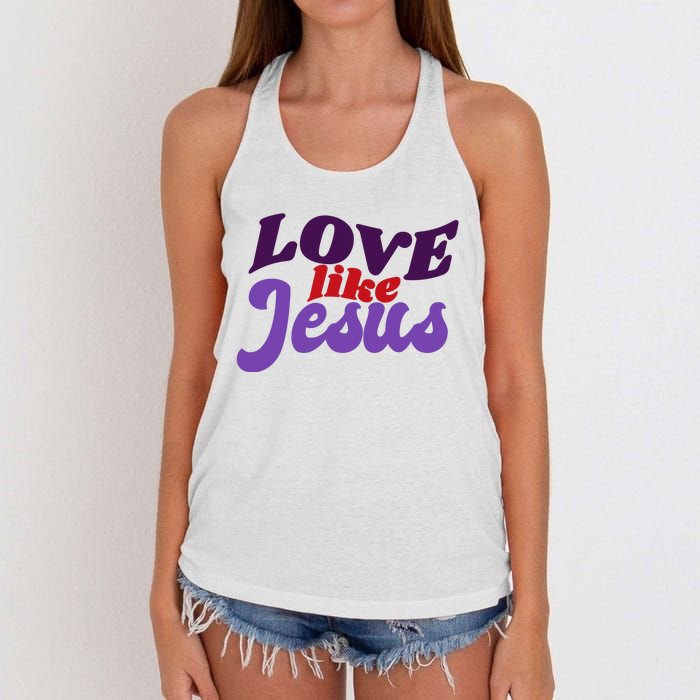 Love Like Jesus Retro Women's Knotted Racerback Tank