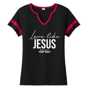 Love Like Jesus Dear Person Behind Me Christian Ladies Halftime Notch Neck Tee