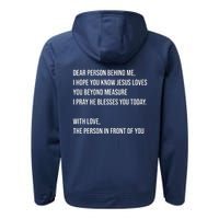 Love Like Jesus Dear Person Behind Me Christian Performance Fleece Hoodie