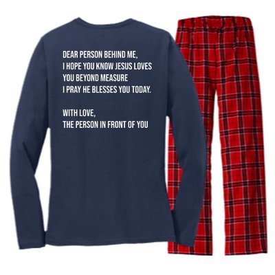 Love Like Jesus Dear Person Behind Me Christian Women's Long Sleeve Flannel Pajama Set 