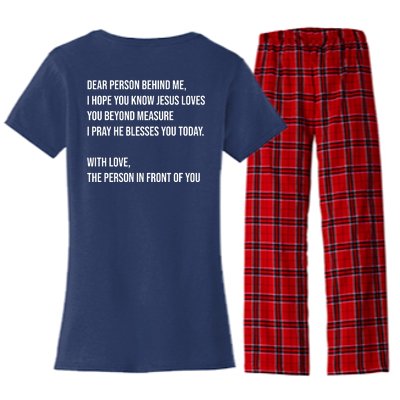 Love Like Jesus Dear Person Behind Me Christian Women's Flannel Pajama Set