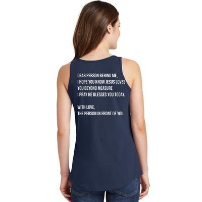 Love Like Jesus Dear Person Behind Me Christian Ladies Essential Tank