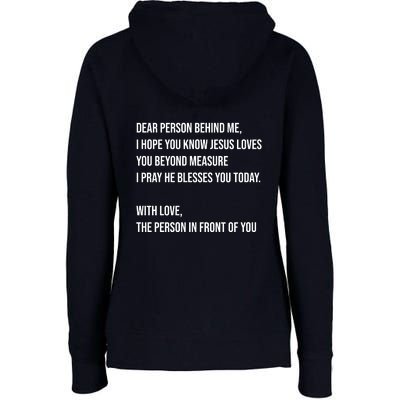 Love Like Jesus Dear Person Behind Me Christian Womens Funnel Neck Pullover Hood