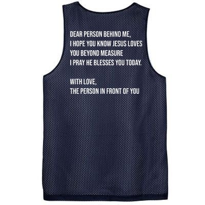 Love Like Jesus Dear Person Behind Me Christian Mesh Reversible Basketball Jersey Tank