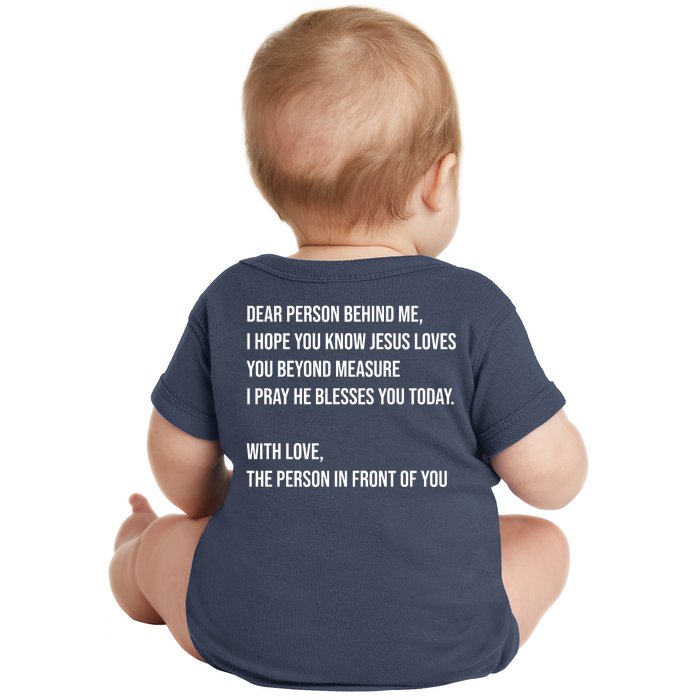 Love Like Jesus Dear Person Behind Me Christian Baby Bodysuit