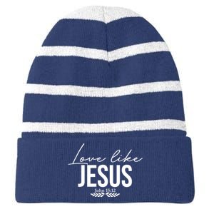 Love Like Jesus Dear Person Behind Me Christian Striped Beanie with Solid Band