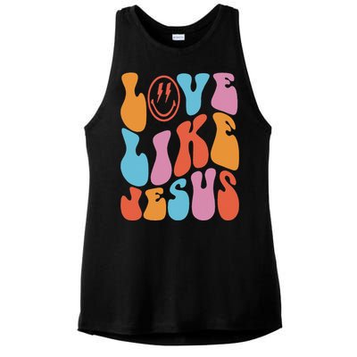 Love Like Jesus Smile Face Aesthetic Trendy Clothing Ladies PosiCharge Tri-Blend Wicking Tank