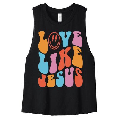 Love Like Jesus Smile Face Aesthetic Trendy Clothing Women's Racerback Cropped Tank