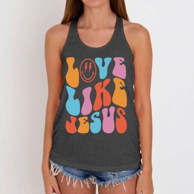 Love Like Jesus Smile Face Aesthetic Trendy Clothing Women's Knotted Racerback Tank