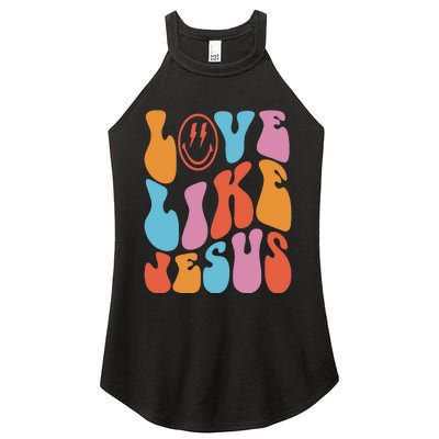 Love Like Jesus Smile Face Aesthetic Trendy Clothing Women's Perfect Tri Rocker Tank