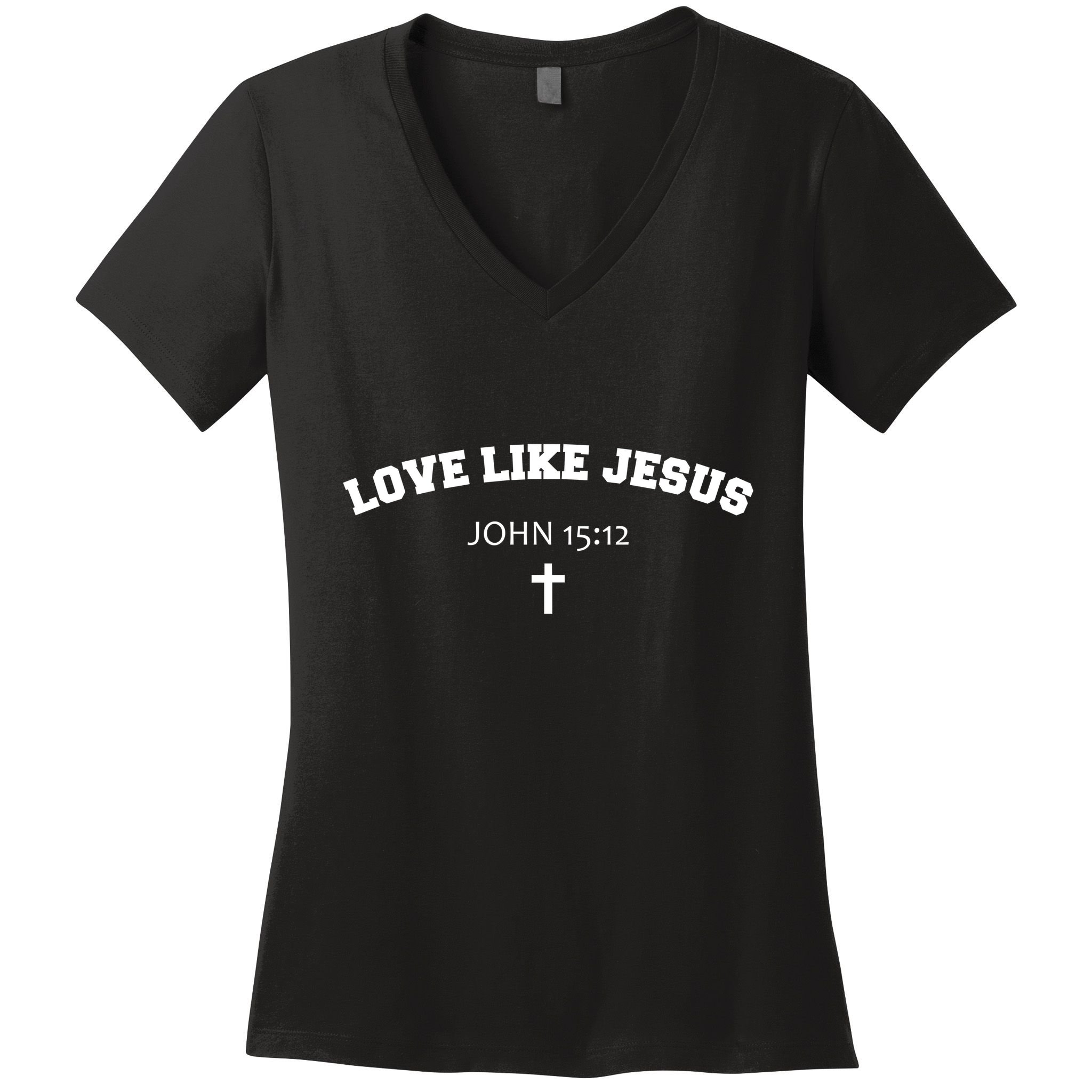 Love Like Jesus John 15 12 Christian Catholic Bible Verse Women's V-Neck T-Shirt