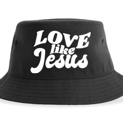 Love Like Jesus Religious God Christian Words On Back Sustainable Bucket Hat