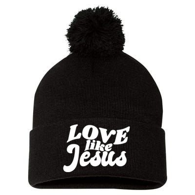 Love Like Jesus Religious God Christian Words On Back Pom Pom 12in Knit Beanie