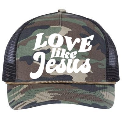 Love Like Jesus Religious God Christian Words On Back Retro Rope Trucker Hat Cap