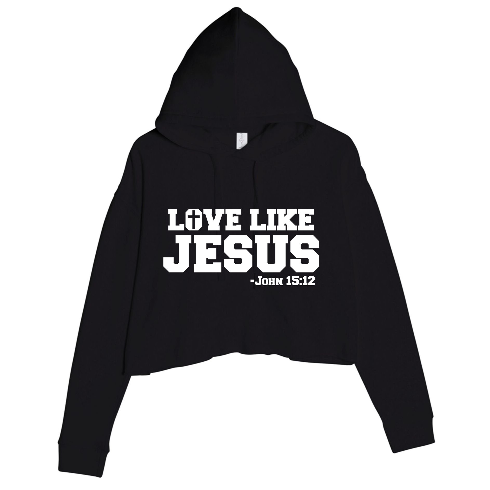 Love Like Jesus John 15 12 Bible Verse Love One Another Christian Catholic Crop Fleece Hoodie