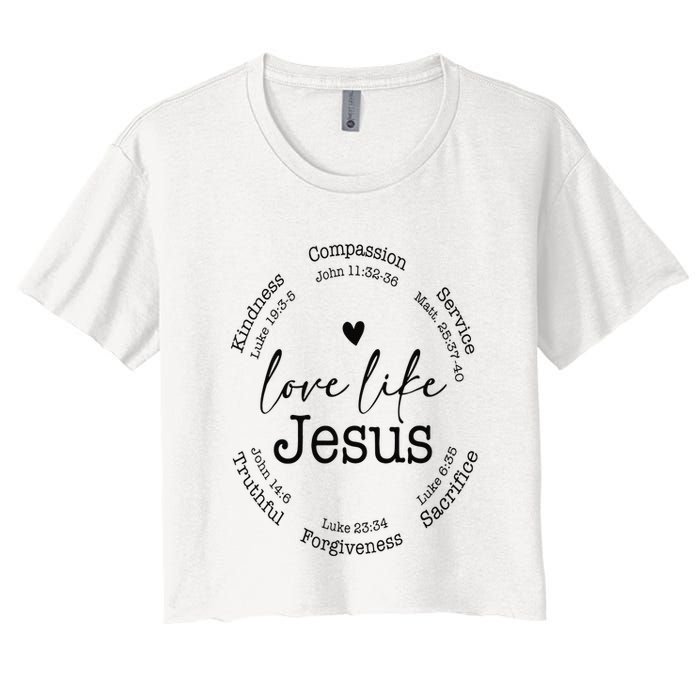 Love Like Jesus Positive Catholic Preppy Retro Christian Women's Crop Top Tee