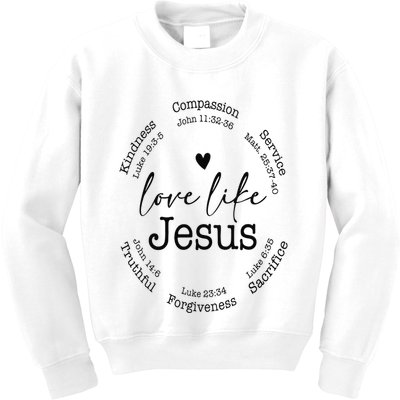 Love Like Jesus Positive Catholic Preppy Retro Christian Kids Sweatshirt