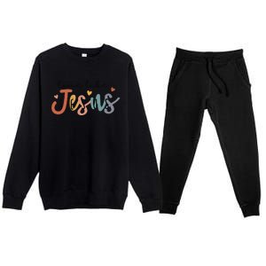 Love Like Jesus Lover Christian Bible Verse Religious Faith Premium Crewneck Sweatsuit Set