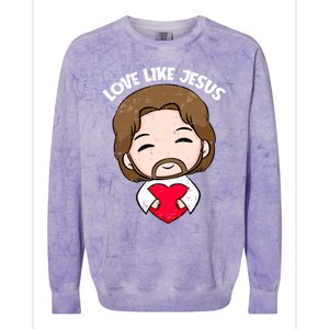 Love Like Jesus Valentines Day Christ Heart Christian Cute Gift Colorblast Crewneck Sweatshirt