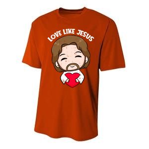 Love Like Jesus Valentines Day Christ Heart Christian Cute Gift Performance Sprint T-Shirt