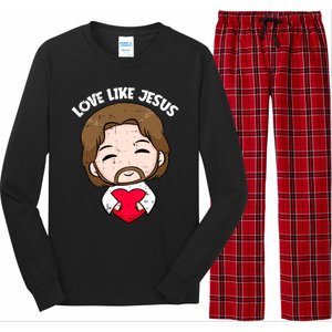 Love Like Jesus Valentines Day Christ Heart Christian Cute Gift Long Sleeve Pajama Set