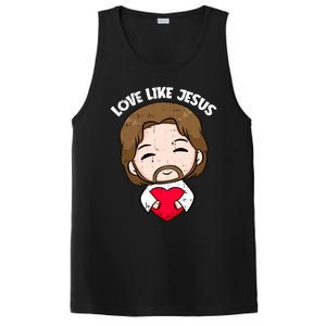 Love Like Jesus Valentines Day Christ Heart Christian Cute Gift PosiCharge Competitor Tank